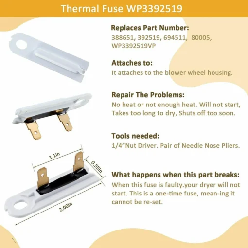 3387134,3977767 Dryer Thermostat 3977393,3392519 Thermal Fuse Whirlpool -Whirlpool Sales 2024 33871343977767 dryer thermostat 39773933392519 thermal fuse whirlpool 91491.1719500677