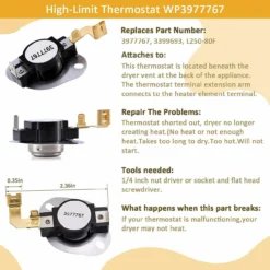 3387134,3977767 Dryer Thermostat 3977393,3392519 Thermal Fuse Whirlpool -Whirlpool Sales 2024 33871343977767 dryer thermostat 39773933392519 thermal fuse whirlpool 96663.1719500677